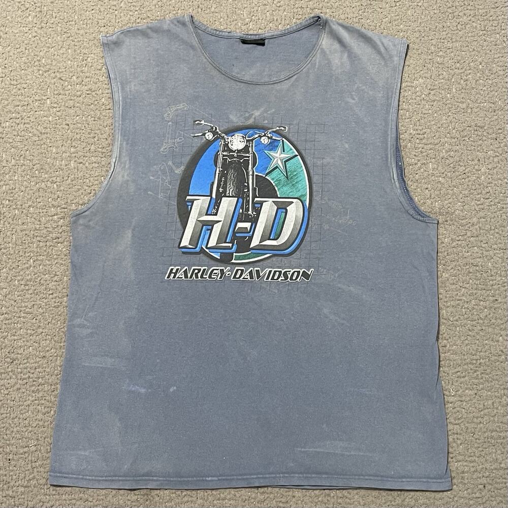 Harley Davidson T Shirt Mens XL* Blue H-D Logo Brothers' Branford CT Sleeveless